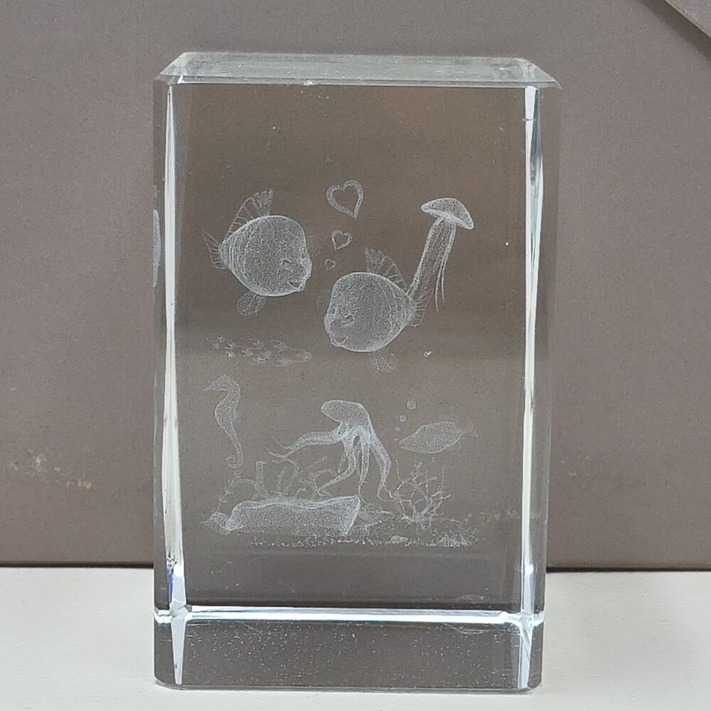 Art Glass Paper Weight Fish Underwater Ocean View 3D, Amazing Piece! Octopus Sea - Picture 8 of 8